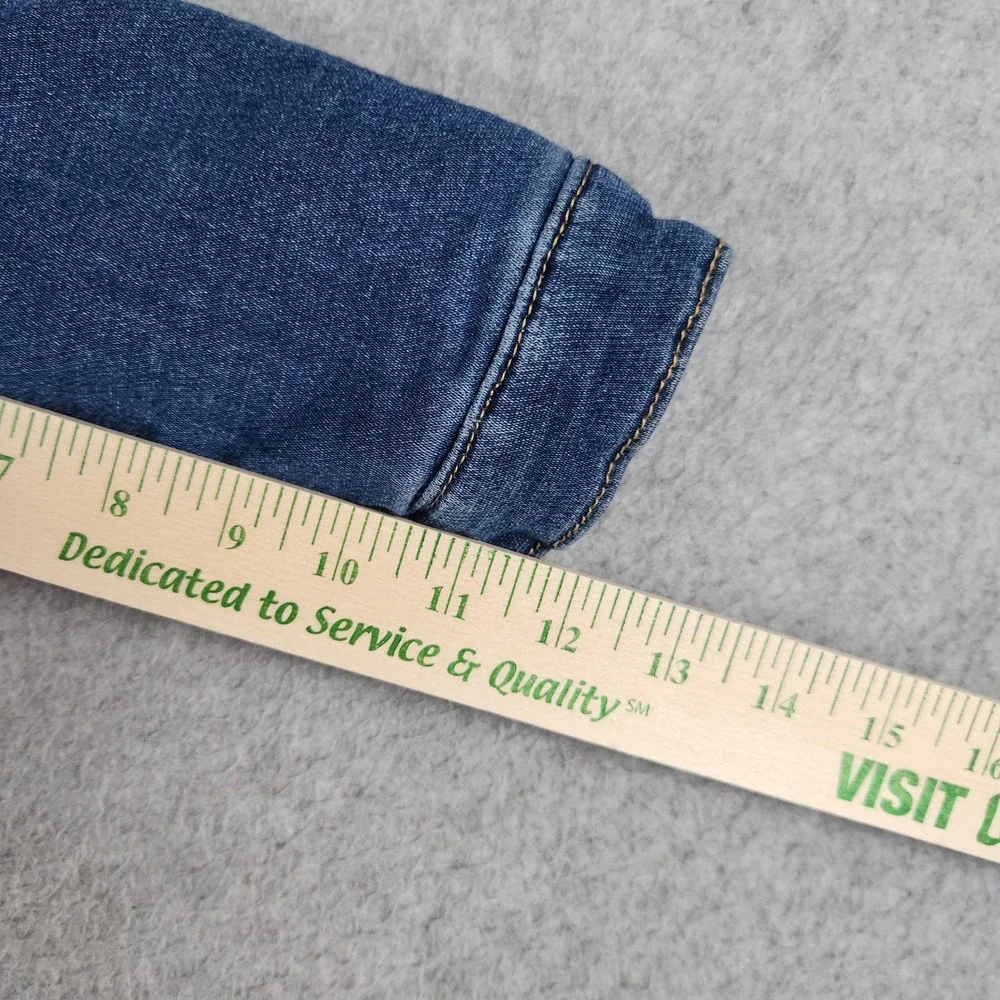 OshKosh B'gosh Trucker Jacket Girls 6/6X Blue Denim Sherpa Collar Button Front